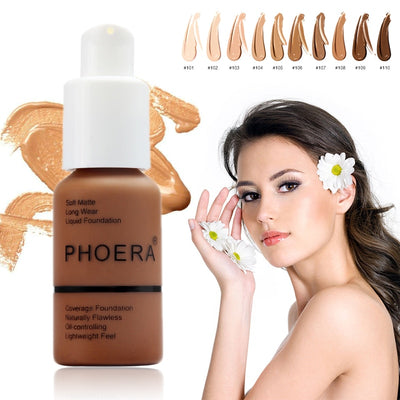 PHOERA 10 COLORS LIQUID FULL COVER CONCEALER FOUNDATION