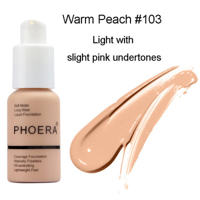 PHOERA 10 COLORS LIQUID FULL COVER CONCEALER FOUNDATION