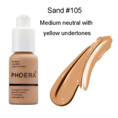 PHOERA 10 COLORS LIQUID FULL COVER CONCEALER FOUNDATION