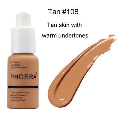 PHOERA 10 COLORS LIQUID FULL COVER CONCEALER FOUNDATION